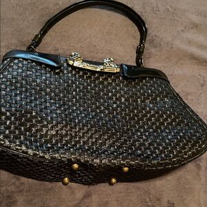 Elegant Black Woven Handbag